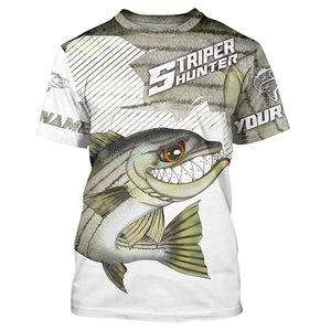 Personalized Striped Bass Performance Fishing Shirts, Striper Hunter Fishing Jerseys IPHW4252