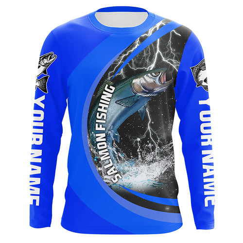 Chinook Salmon Custom Performance Fishing Shirts, King Salmon Fishing Jerseys | Blue IPHW4261