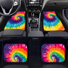 Load image into Gallery viewer, Colorful Tie Dye Swirl Pattern Car Floor Mats, Hippie Spiral Car Accessories - IPHW1013