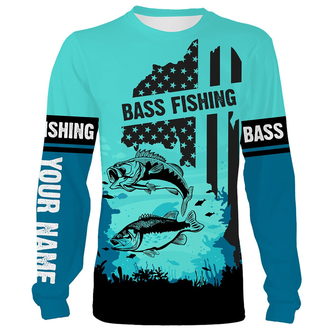 Bass Fishing American Flag Patriot Customize name All over print shirts - personalized fishing gift for men, women and kid - IPH1278