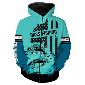 Bass Fishing American Flag Patriot Customize name All over print shirts - personalized fishing gift for men, women and kid - IPH1278