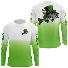 Load image into Gallery viewer, Custom St Patricks Day Bass Long Sleeve Fishing Shirts, Funny Leprechaun Bass Uv Fishing Shirts On St Patty&#39;S Day IPHW5894