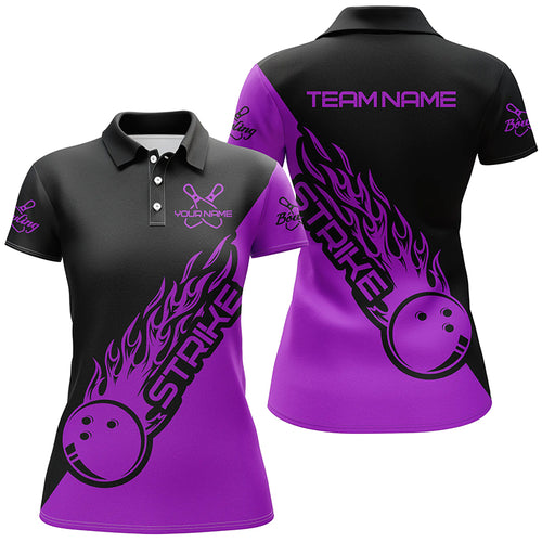 Custom Bowling Shirts For Women, Bowling Team Shirts Bowling Strike | Purple IPHW4288