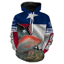Load image into Gallery viewer, Red Snapper Fishing Texas Flag Patriot Custom name All over print shirts - personalized fishing gift for men, women and kid - IPH1486