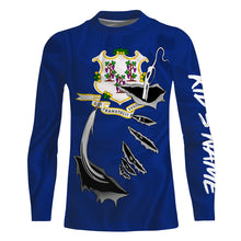 Load image into Gallery viewer, Connecticut Flag 3D Fish Hook UV Protection Custom Long Sleeve performance Fishing Shirts IPHW486