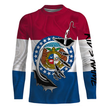 Load image into Gallery viewer, Missouri Flag 3D Fish Hook UV Protection Custom Long Sleeve performance Fishing Shirts IPHW495