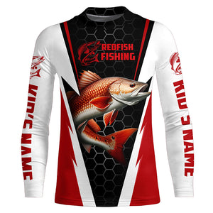 Custom Redfish Fishing Jerseys, Redfish Fishing Long Sleeve Fishing Tournament Shirts | Red IPHW6119