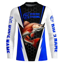 Load image into Gallery viewer, Custom Redfish Fishing Jerseys, Redfish Fishing Long Sleeve Fishing Tournament Shirts | Blue IPHW6120