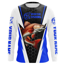 Load image into Gallery viewer, Custom Redfish Fishing Jerseys, Redfish Fishing Long Sleeve Fishing Tournament Shirts | Blue IPHW6120