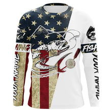 Load image into Gallery viewer, Custom American Flag Mahi Mahi Tattoo Camo Long Sleeve Fishing Shirts, Patriotic Mahimahi Shirt IPHW6131