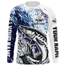 Load image into Gallery viewer, Custom Musky Fishing Jerseys, Muskie Long Sleeve Performamce Fishing Shirts For Adult And Kid | Blue IPHW5594