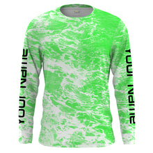 Load image into Gallery viewer, Custom Saltwater Long sleeve Fishing Shirts UV Protection, Sea wave camo Fishing Shirts | green - IPHW1502