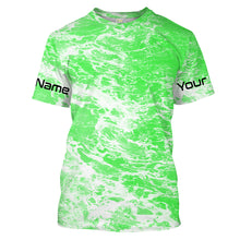 Load image into Gallery viewer, Custom Saltwater Long sleeve Fishing Shirts UV Protection, Sea wave camo Fishing Shirts | green - IPHW1502