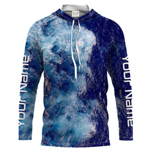 Load image into Gallery viewer, Personalized Saltwater Long sleeve Fishing Shirts UV Protection, Sea wave camo Fishing Shirts - IPHW1516