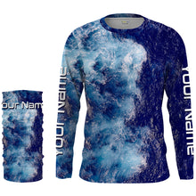 Load image into Gallery viewer, Personalized Saltwater Long sleeve Fishing Shirts UV Protection, Sea wave camo Fishing Shirts - IPHW1516