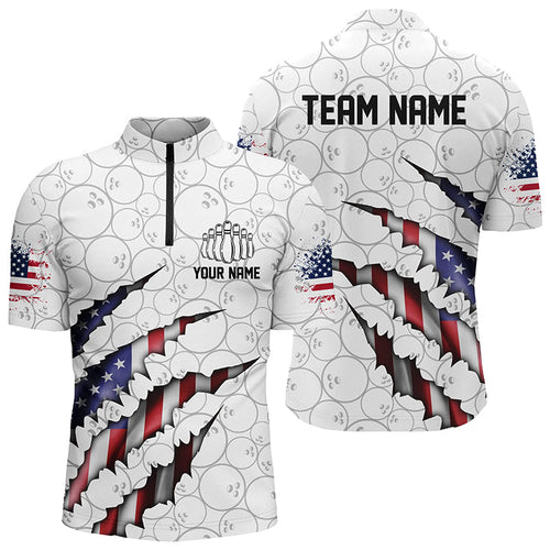Personalized American Flag Bowling Team Shirts For Men And Women Patriotic Bowling Gifts IPHW5523