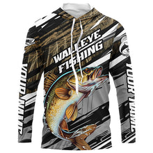 Load image into Gallery viewer, Walleye Fishing Camo Long Sleeve Fishing Shirts, Custom Walleye Tournament Fishing Jerseys IPHW5947