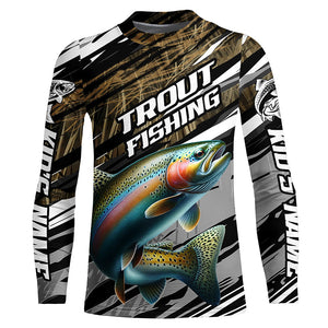 Rainbow Trout Fishing Camo Long Sleeve Fishing Shirts, Custom Steelhead Fishing Jerseys IPHW5950