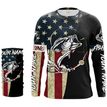 Load image into Gallery viewer, Personalized Bass Fishing American Flag Custom Long Sleeve Fishing Shirts, personalized Patriotic Fishing gifts - IPHW1193