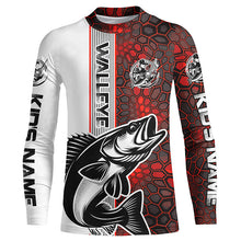 Load image into Gallery viewer, Pesonalized Walleye Fishing Jerseys, Walleye Long Sleeve Tournament Fishing Shirts | Red Camo IPHW5831