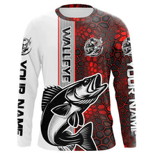 Load image into Gallery viewer, Pesonalized Walleye Fishing Jerseys, Walleye Long Sleeve Tournament Fishing Shirts | Red Camo IPHW5831