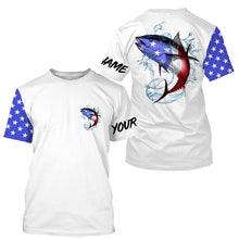 Load image into Gallery viewer, Tuna Fishing American Flag Custom performance Long Sleeve Fishing Shirts, Patriotic Fishing gifts - IPHW1530