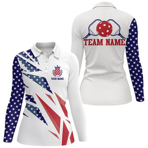 Personalized Patriotic Pickleball Polo Shirts for women, American Flag Design For Court Style IPHW5527