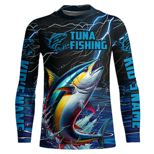 Blue Lightning Custom Yellowfin Tuna Long Sleeve Saltwater Fishing Shirts, Tuna Fishing Jerseys IPHW5997