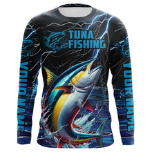 Load image into Gallery viewer, Blue Lightning Custom Yellowfin Tuna Long Sleeve Saltwater Fishing Shirts, Tuna Fishing Jerseys IPHW5997