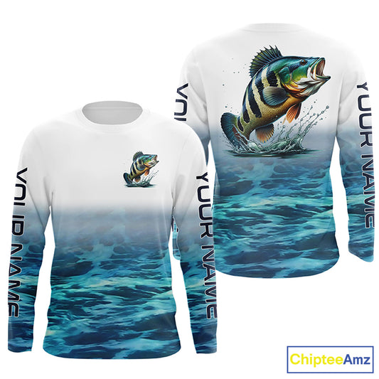Personalized Peacock Bass Long Sleeve Performance Fishing Shirts, Peacock Bass Fishing Jerseys IPHW6002