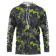 Load image into Gallery viewer, Forest lime green Fishing Hunting camo Custom Long Sleeve performance Fishing Shirts UV Protection IPHW1546