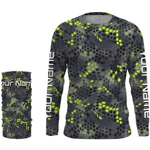 Forest lime green Fishing Hunting camo Custom Long Sleeve performance Fishing Shirts UV Protection IPHW1546