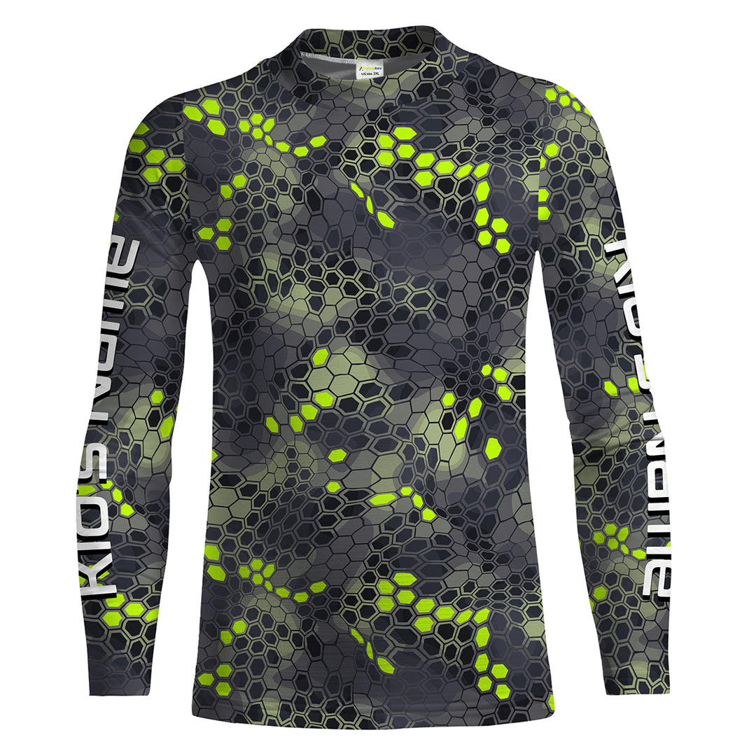 Forest lime green Fishing Hunting camo Custom Long Sleeve performance Fishing Shirts UV Protection IPHW1546