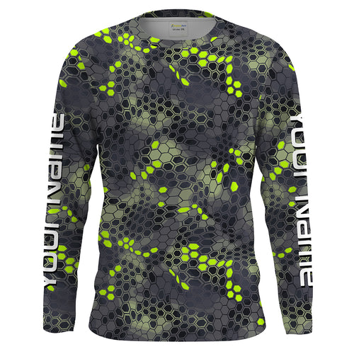 Forest lime green Fishing Hunting camo Custom Long Sleeve performance Fishing Shirts UV Protection IPHW1546