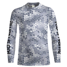 Load image into Gallery viewer, Gray Fishing Hunting camo Custom Long Sleeve performance Fishing Shirts UV Protection IPHW1547