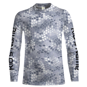 Gray Fishing Hunting camo Custom Long Sleeve performance Fishing Shirts UV Protection IPHW1547