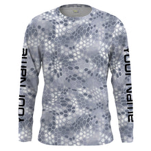 Load image into Gallery viewer, Gray Fishing Hunting camo Custom Long Sleeve performance Fishing Shirts UV Protection IPHW1547