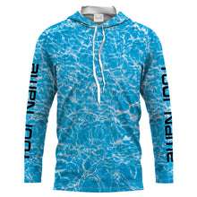Load image into Gallery viewer, Blue ripped water camo Custom Long Sleeve performance Fishing Shirts UV Protection IPHW1550