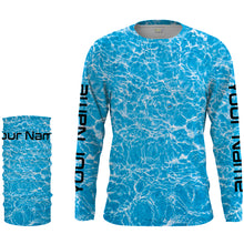 Load image into Gallery viewer, Blue ripped water camo Custom Long Sleeve performance Fishing Shirts UV Protection IPHW1550