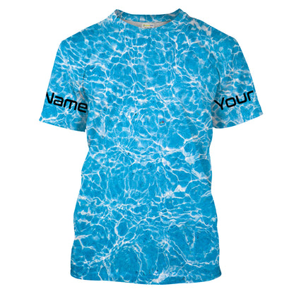 Blue ripped water camo Custom Long Sleeve performance Fishing Shirts UV Protection IPHW1550