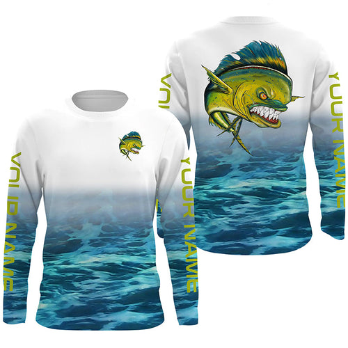 Customize Name Angry Mahi Mahi Dorado Saltwater Uv Protection Fishing Shirts, Mahi Tournament Shirts IPHW3772