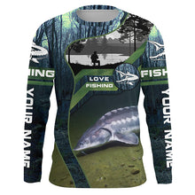 Load image into Gallery viewer, Sturgeon Fishing Custom Long Sleeve Fishing Shirts, Lake Sturgeon Fish Shirt For Men IPHW3939