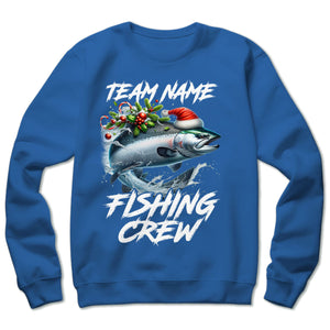 Custom Christmas Chinook Salmon Fishing Team Shirt, Salmon Fishing Crew Sweatshirt Fishing Gifts IPHW5661