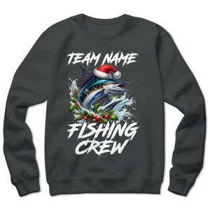 Custom Christmas Sailfish Fishing Team Shirts, Sailfish Fishing Crew Sweatshirt Fishing Gifts IPHW5662