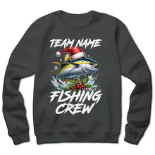 Load image into Gallery viewer, Custom Christmas Yellowfin Tuna Fishing Team Shirts, Tuna Fishing Crew Sweatshirt Fishing Gifts IPHW5666