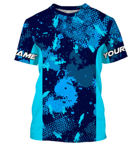 Fishing teal blue camo Custom UV Long Sleeve Fishing Shirts, UV Protection Outdoor shirts - IPHW1225