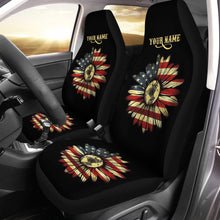 Load image into Gallery viewer, Vintage American Flag Sunflower Custom Car Seat cover, personalized Patriotic Car accessories - IPHW1119