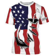 Load image into Gallery viewer, US Fishing Fish Hook American flag UV protection custom long sleeves shirts Patriotic fishing apparel IPH1900