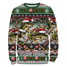 Load image into Gallery viewer, Largemouth Bass Fishing Custom Ugly Sweater Pattern Christmas Fishing Shirts, Xmas Fishing Outfits IPHW5566