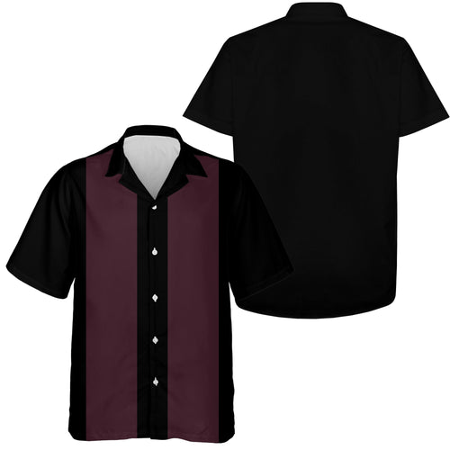Black And Burgandy Retro Men'S Bowling Shirts, Vintage Camp Shirts For Bowler, Bowling Gifts IPHW3830